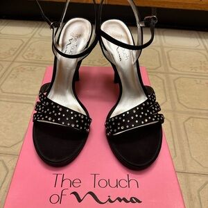Touch of Nina Black Rhinestone Heels
